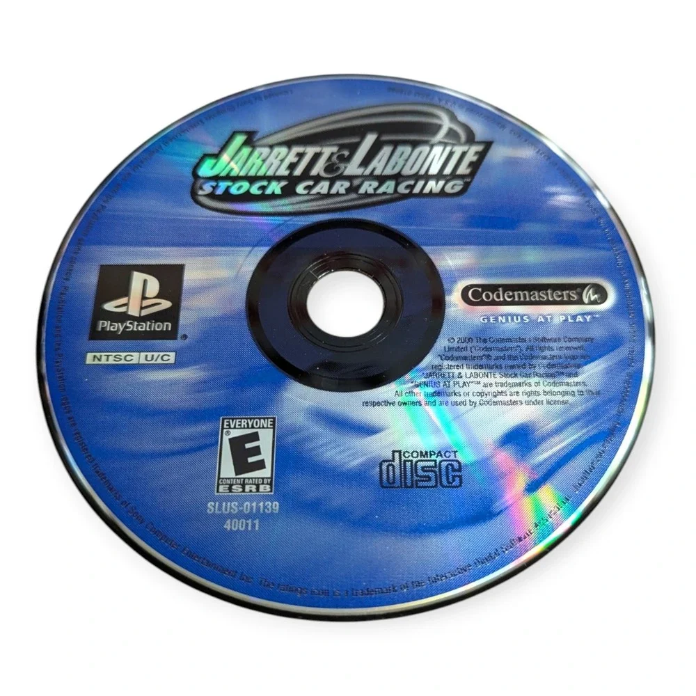 Jarrett & Labonte Stock Car Racing Sony PlayStation 1 PS1 Codemasters 2000 CIB